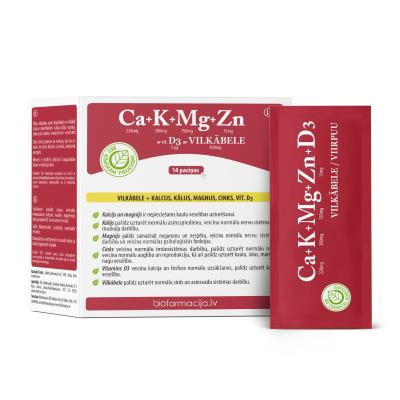 BIOFARMACIJA CA+K+MG+ZN ar vit.D3 un vilkābele pulveris N14