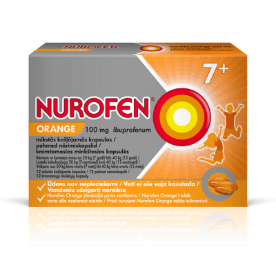 NUROFEN Orange mīkstās košļājamās kapsulas 100 mg N12 