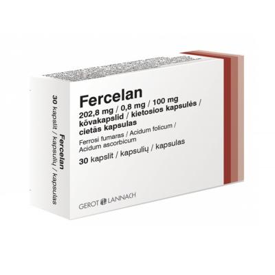 FERCELAN 202,8 mg/0,8 mg/100 mg cietās kapsulas N30 