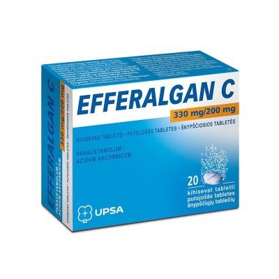 EFFERALGAN C 330 mg/200 mg putojošās tabletes N20