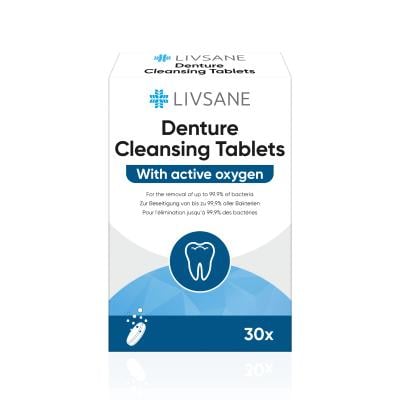 LIVSANE Denture šķīstōšās tabletes zobu protēžu tīrīšanai N30