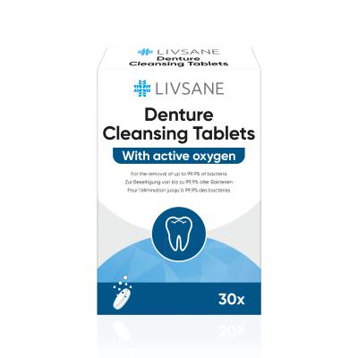 LIVSANE Denture šķīstōšās tabletes zobu protēžu tīrīšanai N30