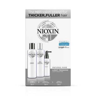 NIOXIN System 1 - dabiskiem matiem ar vieglu tendenci kļūt plānākiem, komplekts 150ml+150ml+50ml