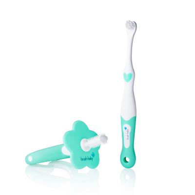 BRUSH-BABY Pirmā zobu birstīte un smaganu birstīte/kompl. 0-18 mēnešiem