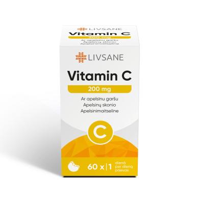 LIVSANE Vitamin C 200 mg košļājamās tabletes N60