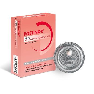 Postinor 1,5 mg mutē disperģējamās tabletes N1