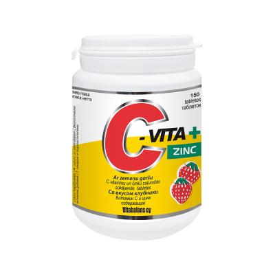 C-VITA +Zn ar zemeņu garšu 500 mg sūkājamās tabletes N150