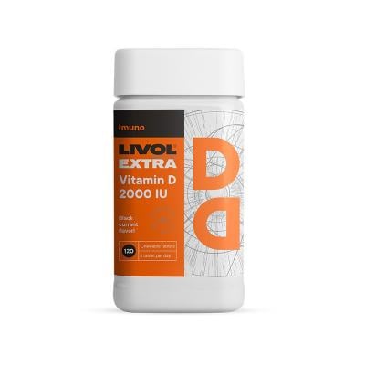 LIVOL EXTRA D vitamīns ar upeņu garšu 2000SV tabletes N120