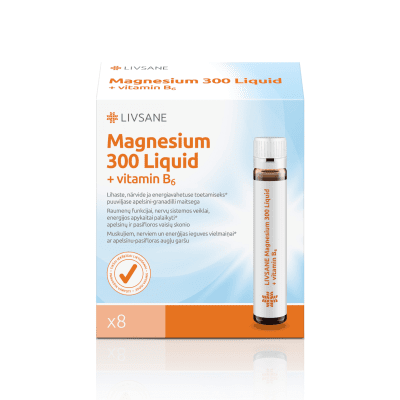 LIVSANE Magnesium 300 Liquid+B6 vit. ampulas 30ml N8 