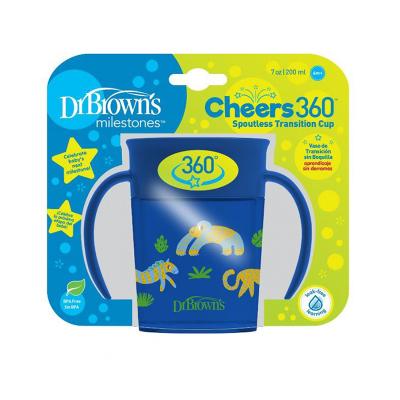 DR.BROWN'S krūzīte ar vāciņu CHEERS 360 DECO, 200 ml, sinine