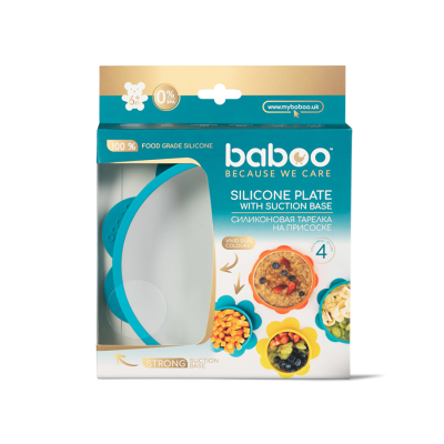 BABOO Silikona trauciņš ar neslīdošu apakšu, 6+ mēneši, tirkīza