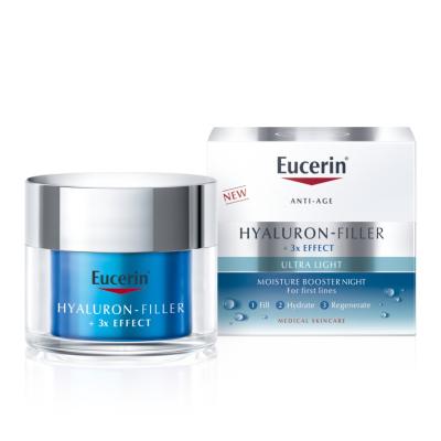 EUCERIN Hyaluron-Filler +3x Effect mitrinošs nakts gēlkrēms ar hialuronskābi un vitamīnu B5 50 ml