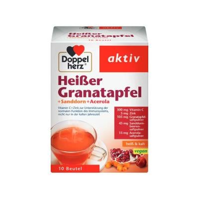 DOPPELHERZ Aktiv Heise Granātābols+Smiltsērkšķis+Acerola karstais dzēriens pulveris N10