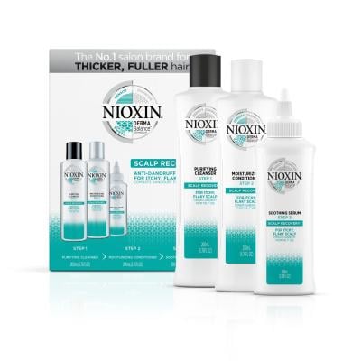 NIOXIN Scalp Recovery komplekts pret blaugznām, galvas ādas līdzsvarošanai 200ml+200ml+100ml