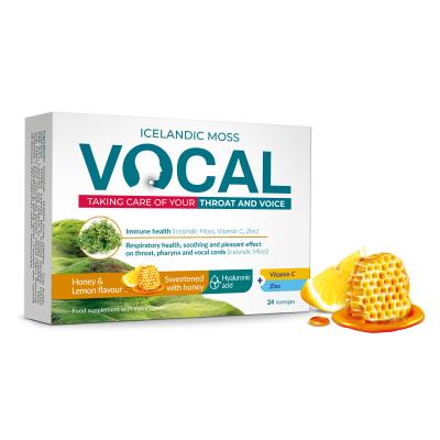 VOCAL ar citronu un medus garšu sūkājamās pastilas N24