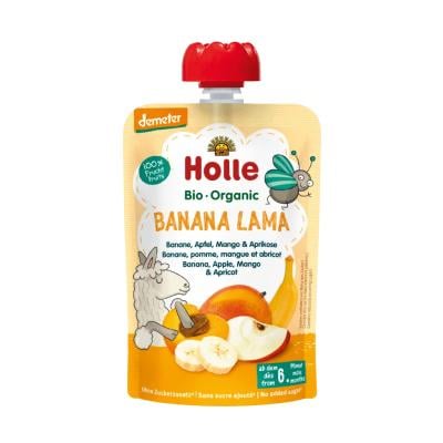 HOLLE Banana Lama Banānu, ābolu, mango un aprikožu biezenis zīdaiņiem no 6 mēn.100g
