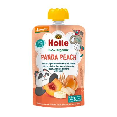HOLLE Panda Peach Persiku, aprikožu, banānu un speltas biezenis zīdaiņiem no 8 mēn. 100g