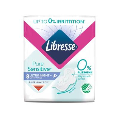 LIBRESSE Pure Sensitive Ultra Night+ higiēniskās paketes N8