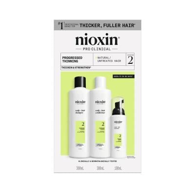 NIOXIN System 2 dabiskiem matiem ar progresējošu tendenci kļūt plānākiem komplekts 300ml+300ml+100ml