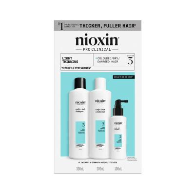 NIOXIN System 3 krāsotiem matiem ar vieglu tendenci kļūt plānākiem, komplekts 300ml+300ml+100ml