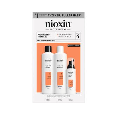NIOXIN System 4 krāsotiem matiem ar progresējošu tendenci kļūt plānākiem, komplekts 300ml+300ml+100ml