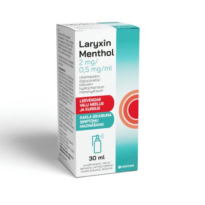 LARYXIN Menthol 2mg/0,5mg/ml l aerosols izsmidzināšanai mutes dobumā, šķīdums 30ml