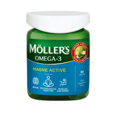 MOLLERS Omega-3 Magne Active zivju eļļa kapsulas N90