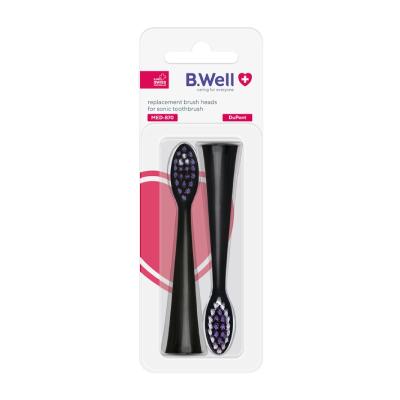 B.WELL MED-870 Elektriskās zobu birstes uzgaļi, melni N2