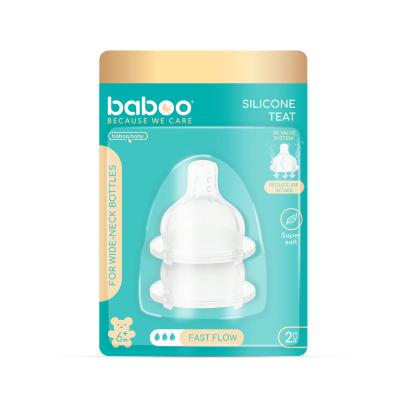 BABOO silikona knupītis pret kolikām, ar 3 vārstu tehnoloģiju, ātras plūsmas, 6+ mēneši N2