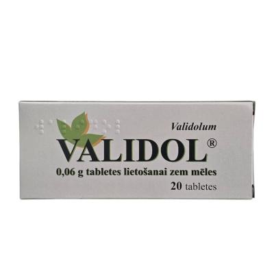 VALIDOL 0,06 g zem mēles lietojamas tabletes N20