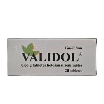 VALIDOL 0,06 g zem mēles lietojamas tabletes N20