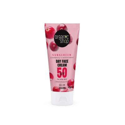 ORGANIC SHOP SPF50 dienas sejas krēms taukainai ādai 50ml