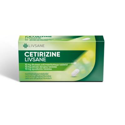 LIVSANE Cetirizine 10mg apvalkotās tabletes N10