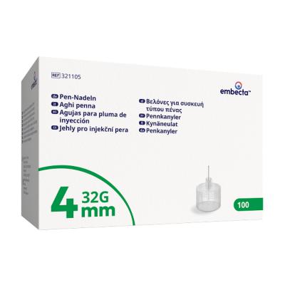 BD Embecta Pen insulīna injektora adatas 4mmx32G N100