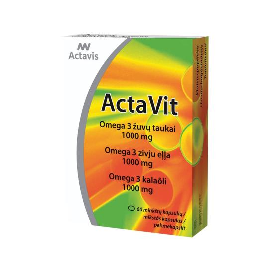 ACTAVIT Omega-3 zivju eļļa 1000mg kapsulas N60  