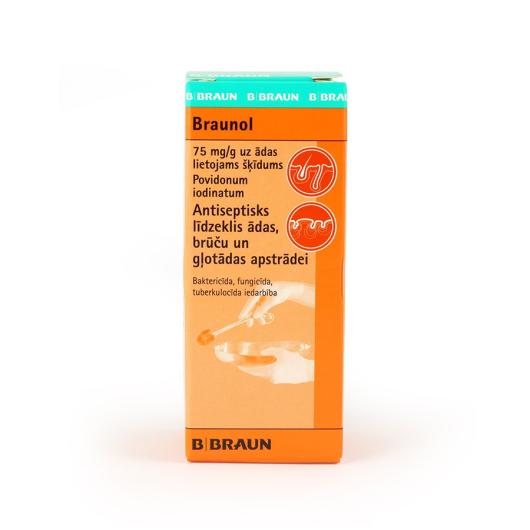Braunol 75 mg/g uz ādas lietojams šķīdums 30 ml