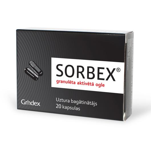 SORBEX granulēta aktivētā ogle, kapsulas N20