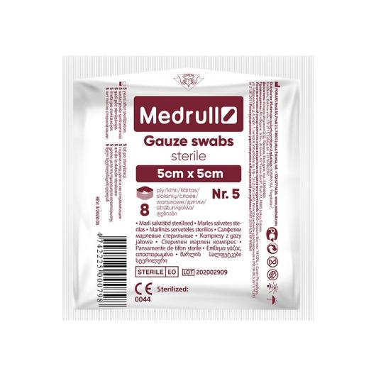 Salvetes MEDRULL marles sterilas 5x5cm N5