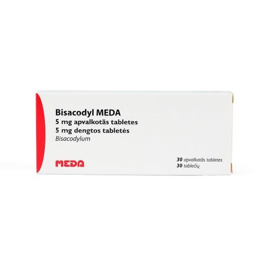 BISACODYL 5mg apvalkotās tabletes N30