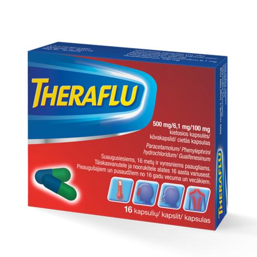 THERAFLU 500 mg/ 6,1 mg/ 100 mg cietās kapsulas N16