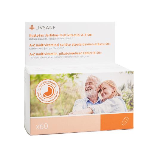 LIVSANE A-Z Multivitamīni 50+ tabletes N60 