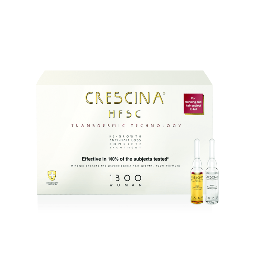 CRESCINA Transdermic ampulu komplekss matu augšanai un pret matu izkrišanu sievietēm, intensitāte 1300, N10+10