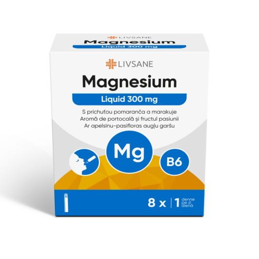 LIVSANE Magnesium 300 Liquid+B6 vit. ampulas 30ml N8