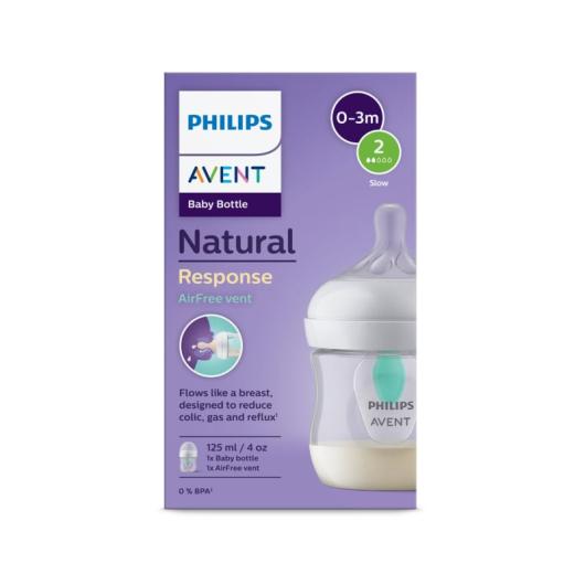 PHILIPS AVENT Natural Response pretkoliku pudelīte ar AirFree vārstu, 0-3m, 125ml