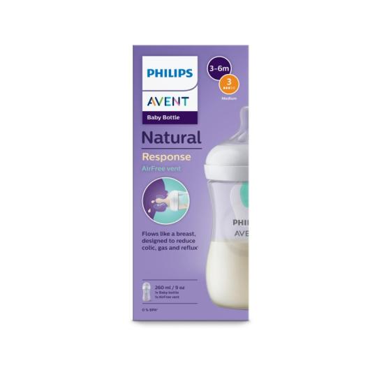PHILIPS AVENT Natural Response pretkoliku pudelīte ar Airfree vārstu, 3-6m, 260ml