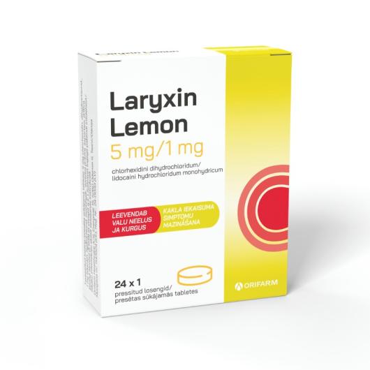 LARYXIN Lemon 5mg/1mg sūkājamās tabletes N24