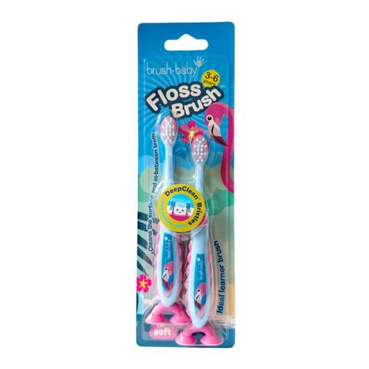 BRUSH-BABY Flossbrush Flamingo zobu birste 3-6g. N2