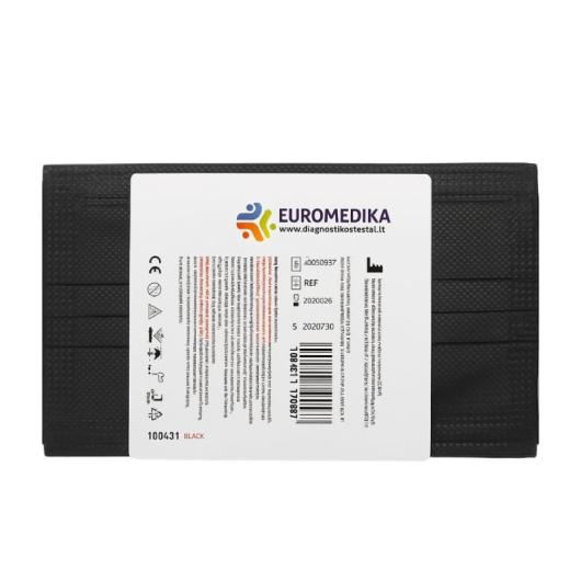 EUROMEDIKA Medicīniskā 3-slāņu vienreizlietojamā sejas maska, melna N5