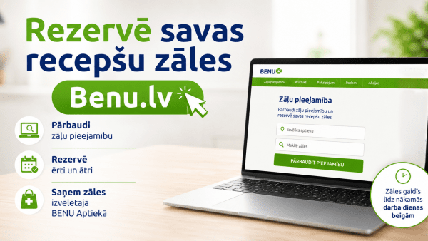 Rezervējiet savas recepšu zāles Benu.lv