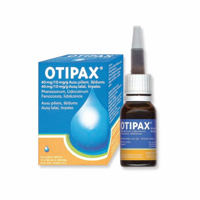 OTIPAX 40MG/10MG/G ausu pilieni 16 g